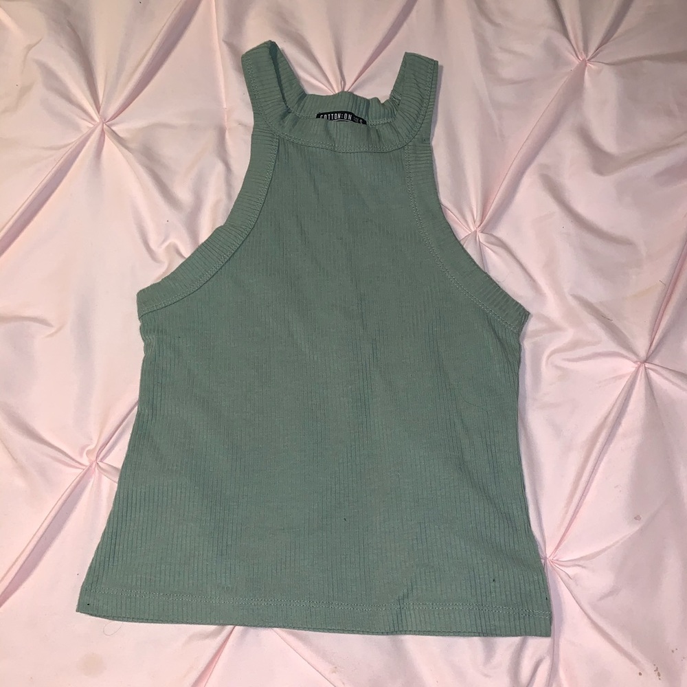 Green Tank Crop Top